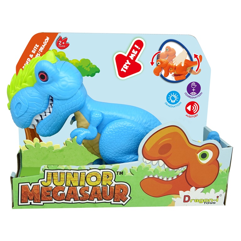 Dinozaur junior t-rex cu lumini si sunete - bleu